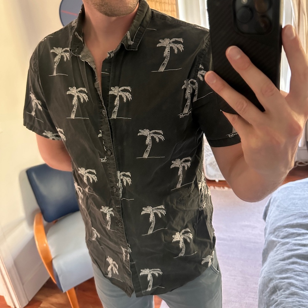 Billabong Black Palm Tree Print Men's Shirt